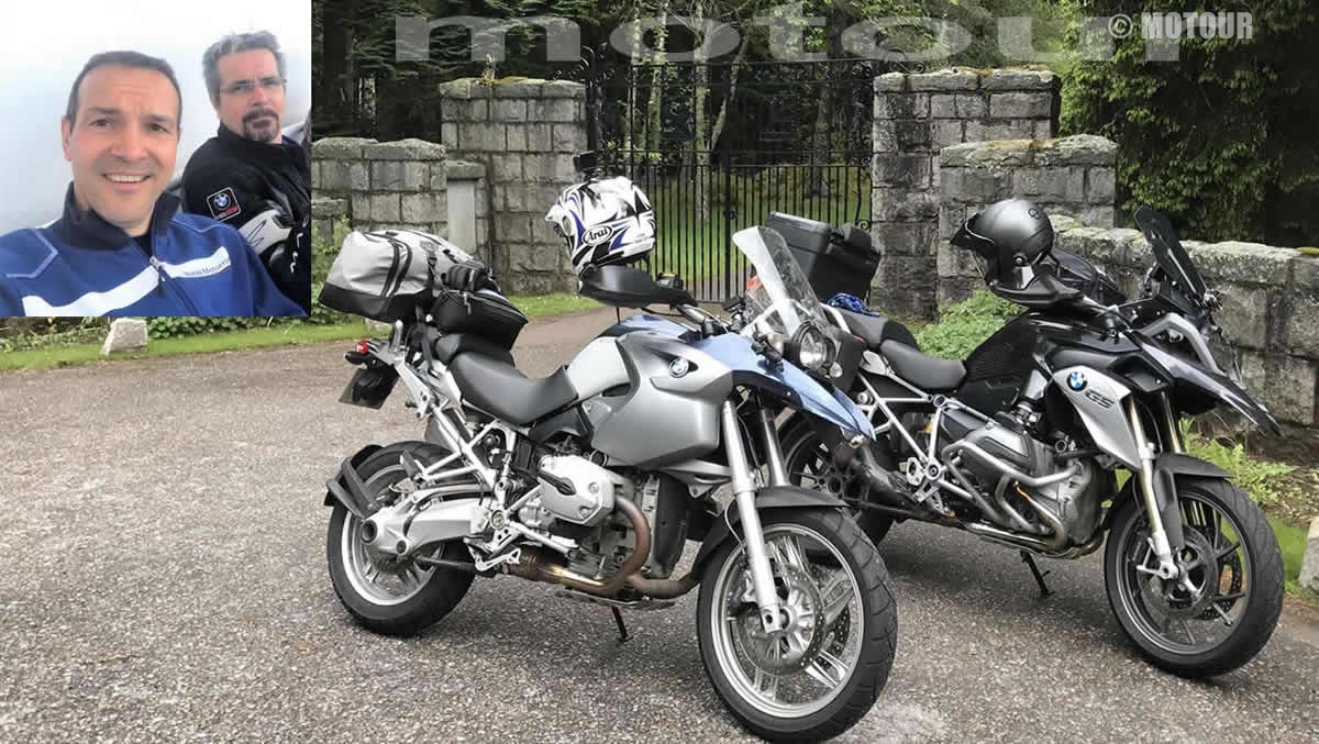 Zwei Freunde mit ihrer  eigenem Motor bmw GS auf Motorradreisen durch Wales und Irland mit Motour-Motorradreisen.